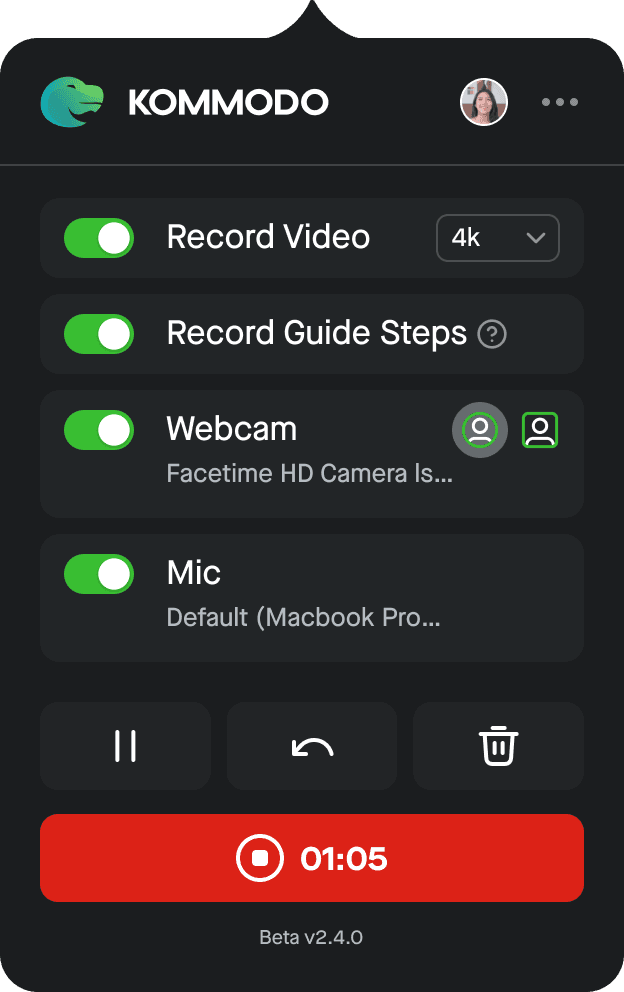 Kommodo Desktop App Interface