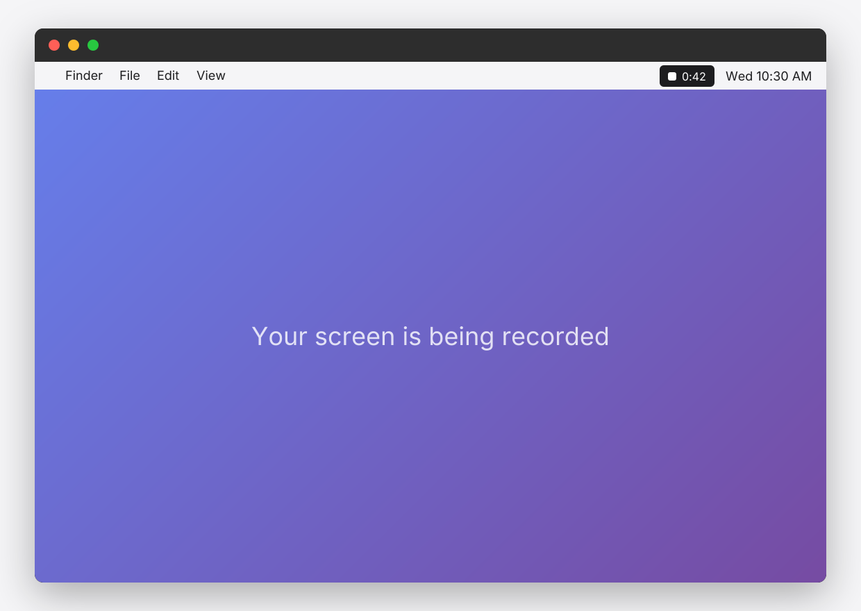Mac screen recording in progress with stop button in menu bar